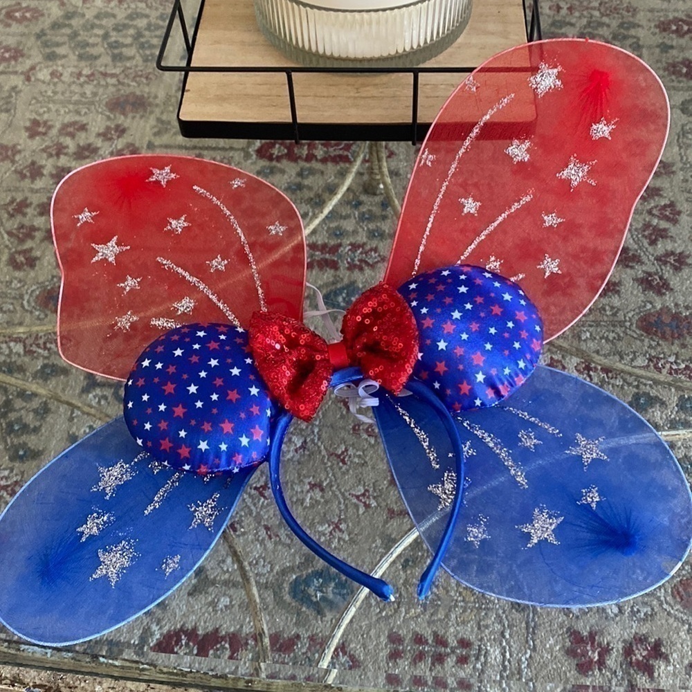 Disney Sequin USA AMERICA Stars & Stripes Ears & Patriotic Wings